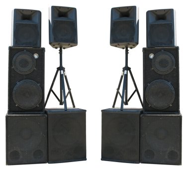 Old powerful stage concerto audio speakers isolated clipart