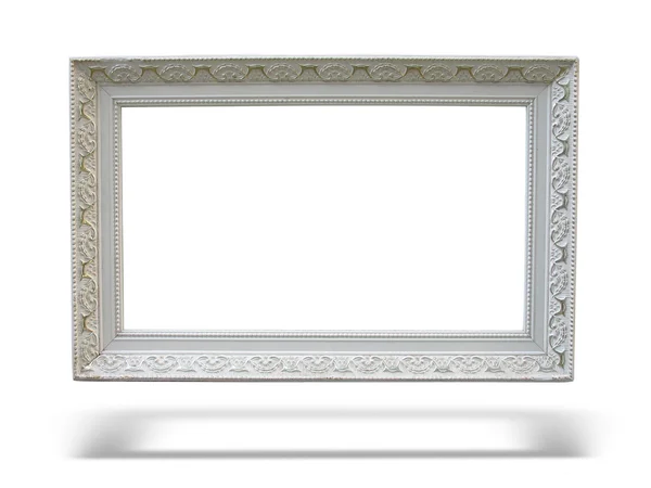 Old antique white wooden picture frame with empty place — Stock Photo, Image