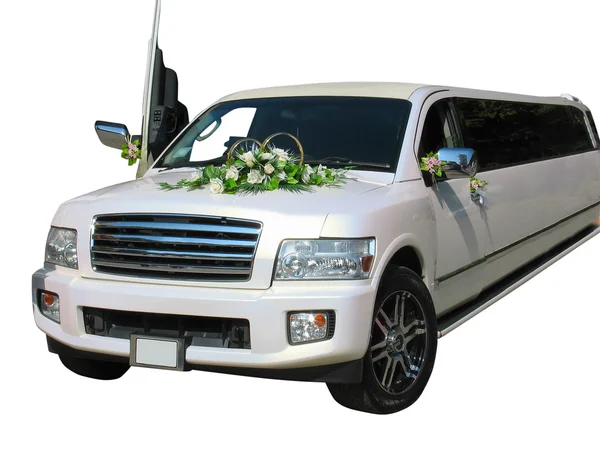 stock image White wedding limousine isolated on white