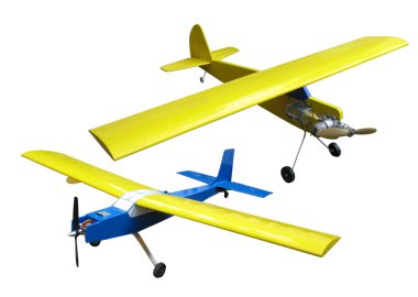 Flying plane model isolated on white clipart