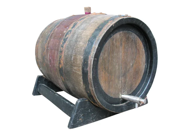 Vintage velho barril de madeira isolado sobre branco — Fotografia de Stock