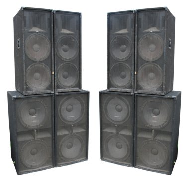 Old powerful stage concerto audio speakers isolated clipart