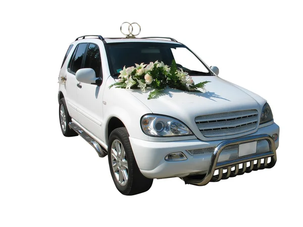 White wedding limousine isolated on white — Stock Photo, Image