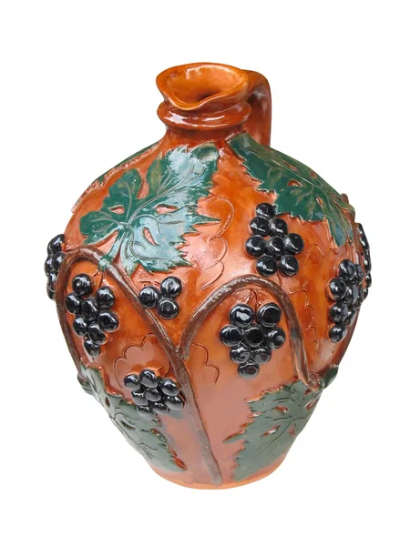 Цветная глиняная ваза, изолированная над белым — стоковое фото