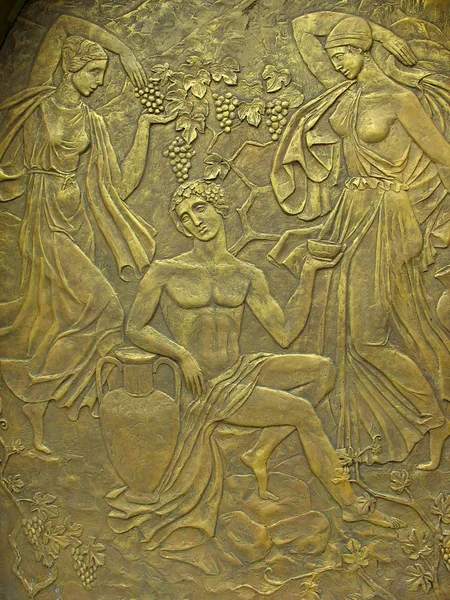 stock image Copper bas-relief on the basis of ancient myths