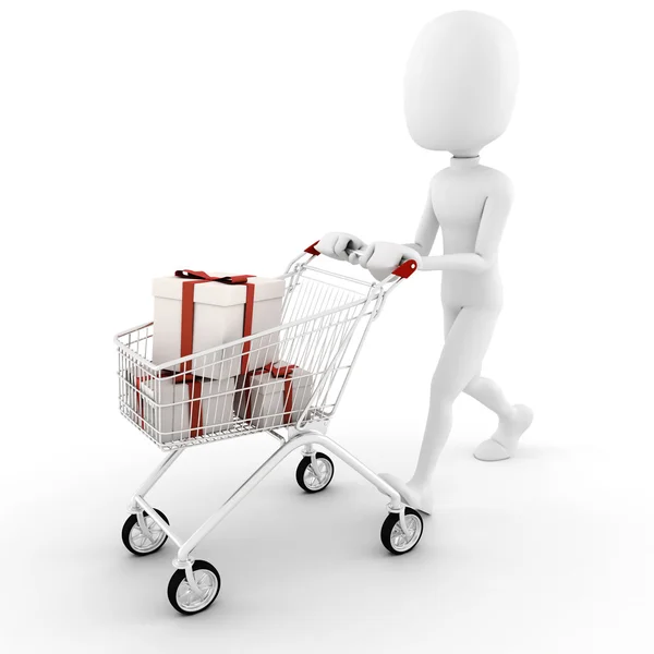 3d hombre compras en línea, concepto de comercio electrónico — Foto de Stock