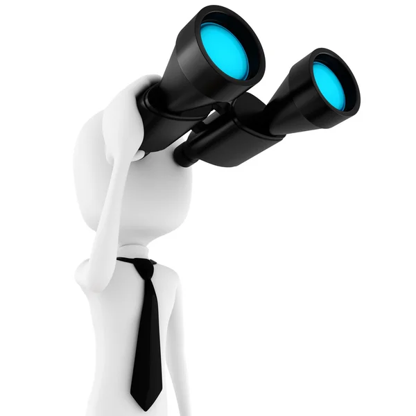 Homem 3d homem de negócios segurando um binocular à procura de oportunidades — Fotografia de Stock