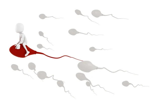 3d 人骑精子细胞 — 图库照片