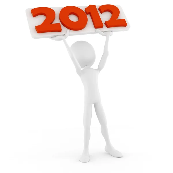 3d человек объявляет о новом 2012 году — стоковое фото