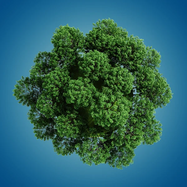 3d planeta verde lleno de árboles, concepto — Foto de Stock