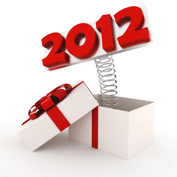 3d блестящий 2012 выскочить из подарочной коробки — стоковое фото