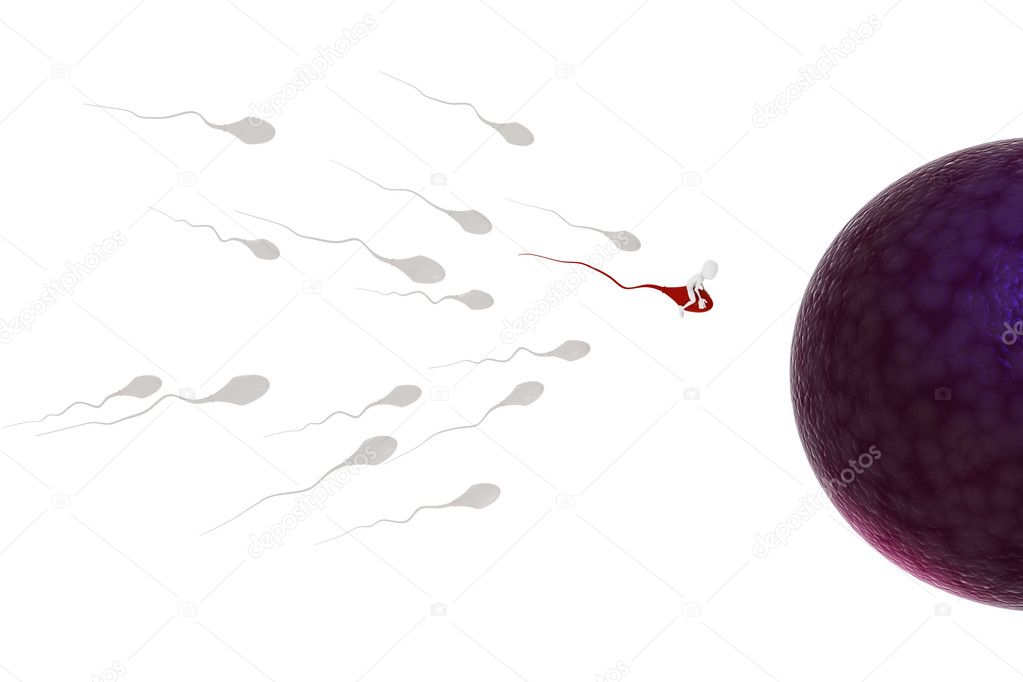 3d man riding a sperm cell