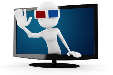 3D 3d gözlük bir tv formu haşhaş adamla