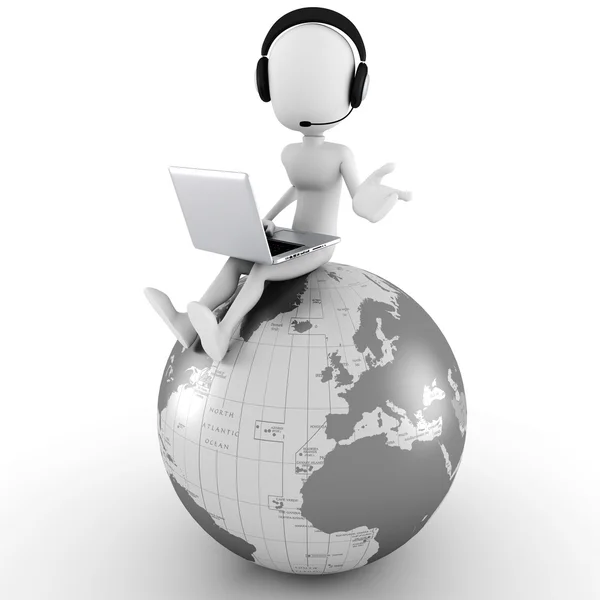 3D-man online callcenter — Stockfoto