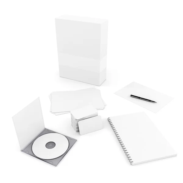 3d stationery blank documents, on white background — Stock Photo, Image