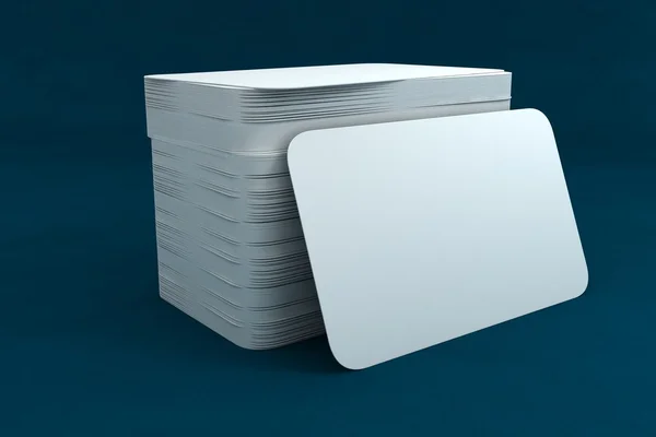 파란색 배경에 렌더링 3d 비즈니스 카드 — 스톡 사진
