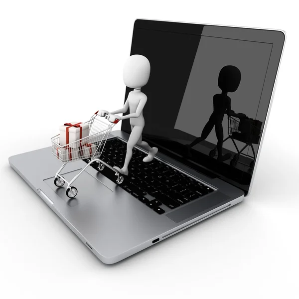 3D mężczyzna online zakupy, e-commerce koncepcja — Zdjęcie stockowe