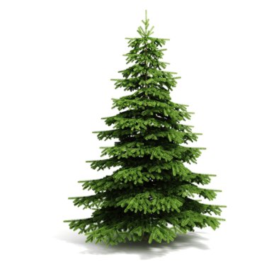 3D Noel ağacı süslemeye hazır - beyaz arka planda