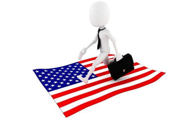 3d uomo e Stati Uniti bandiera, concetto di business — Foto Stock