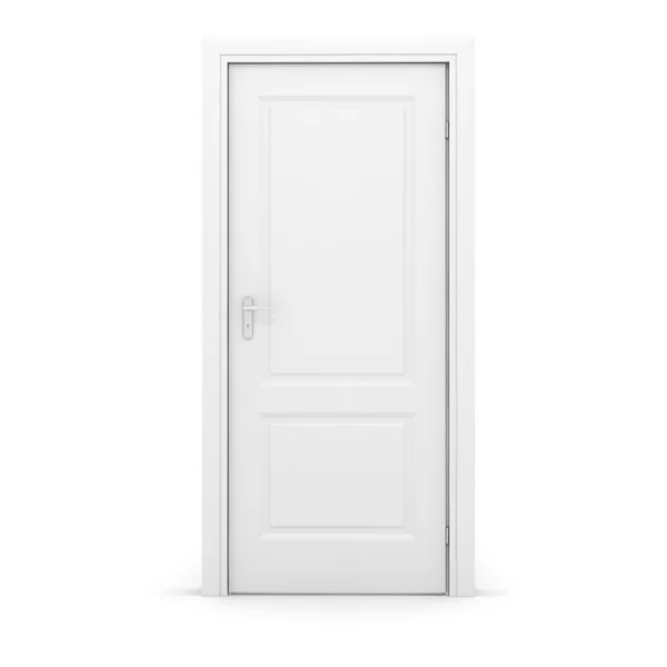 3D белая дверь на белом фоне — стоковое фото