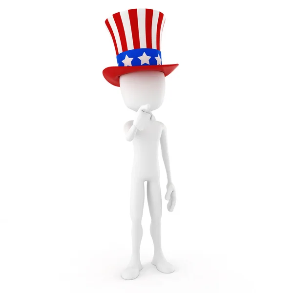 Człowiek 3D - Dzień Niepodległości, na białym tle — Zdjęcie stockowe