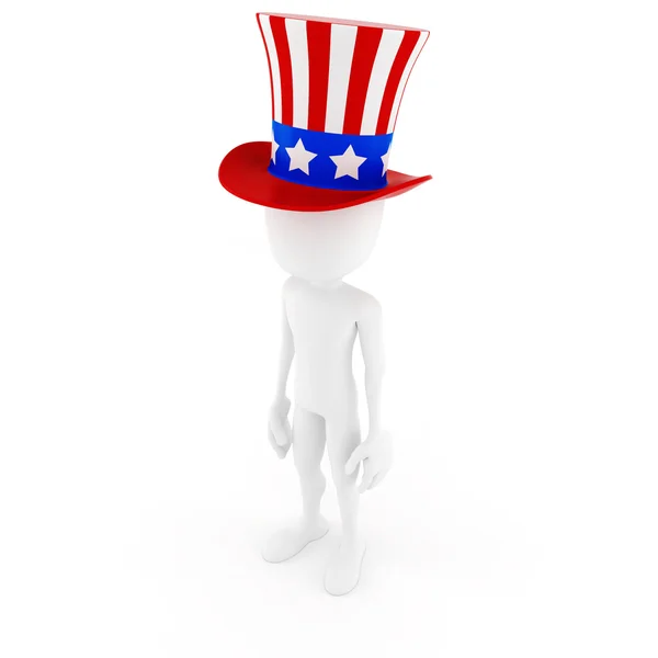 Człowiek 3D - Dzień Niepodległości, na białym tle — Zdjęcie stockowe