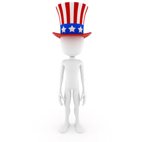 3d man - independence day, on white background — Stock Photo, Image