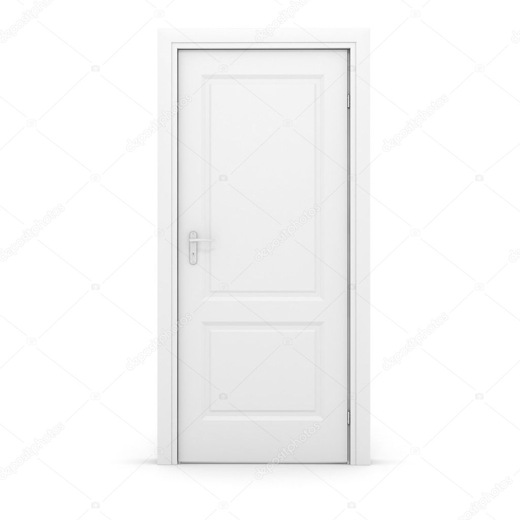 3d white door on white background