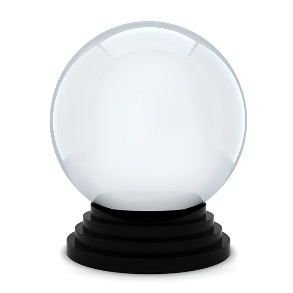 3D порожній кристалічний м'яч на білому тлі — стокове фото