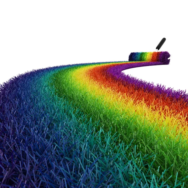 3D färgstarka gräs på vit bakgrund — Stockfoto