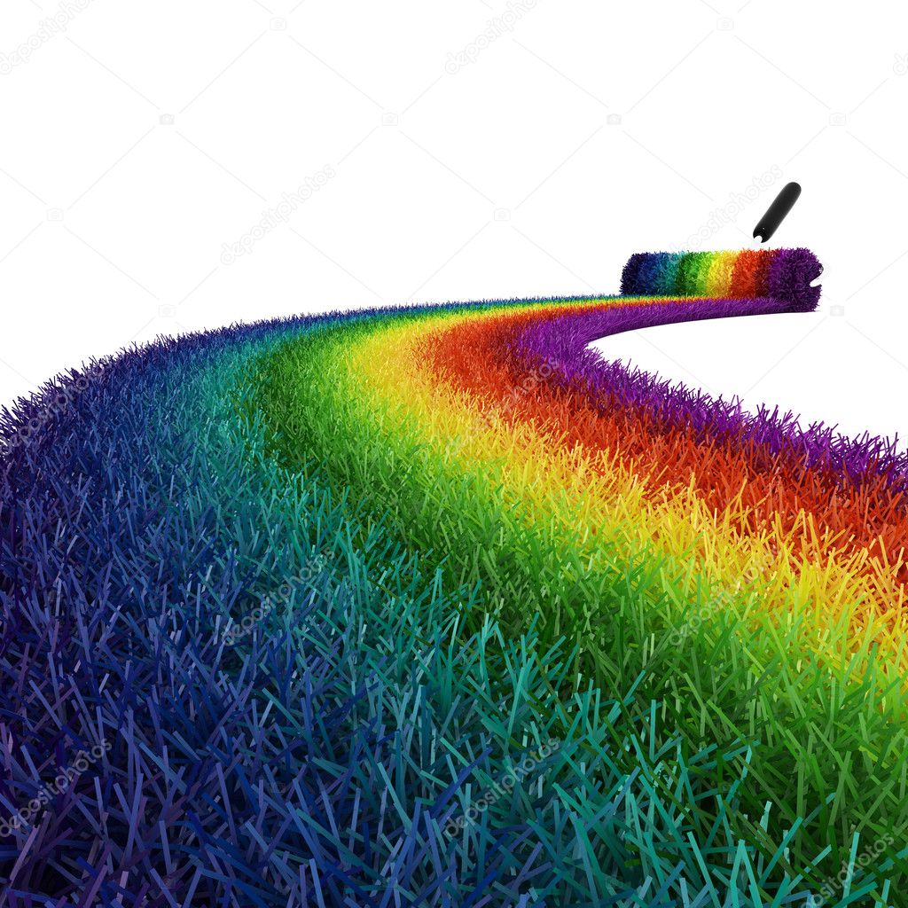 3d colorful grass on white background