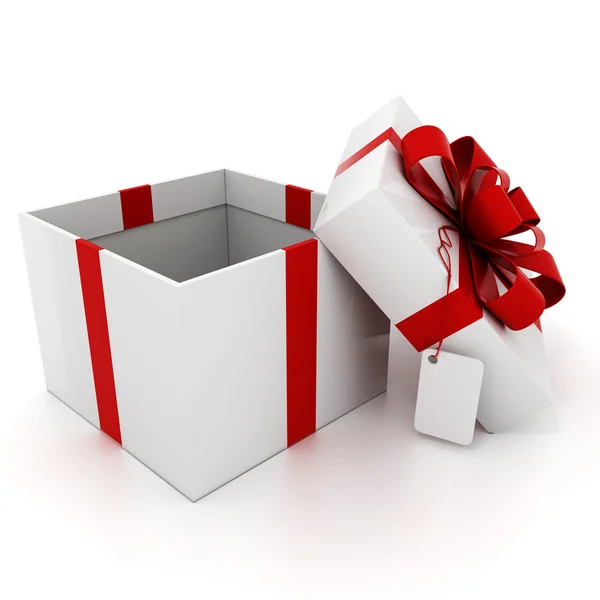 Beyaz zemin üzerinde 3D hediye kutusu — Stok fotoğraf
