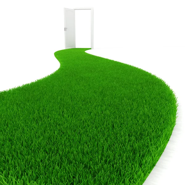 3D-verse groene gras weg — Stockfoto