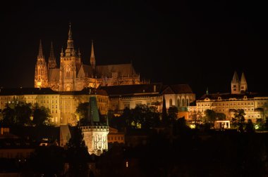 Prague castle at night clipart