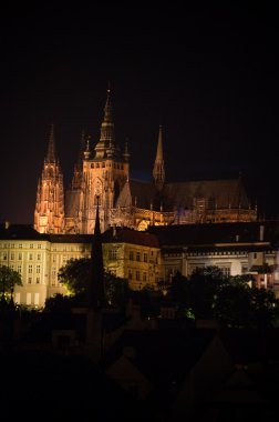 Prague castle at night clipart