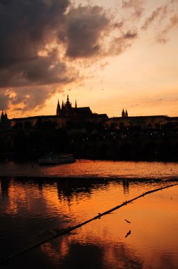 Prague castle at night clipart