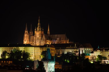 Prague castle at night clipart