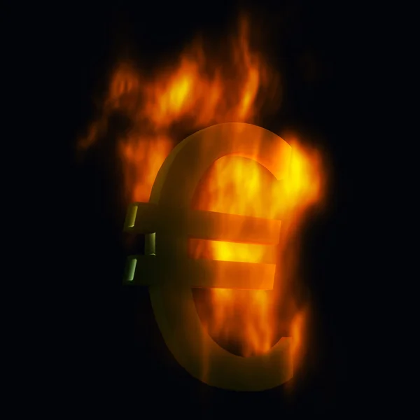 Euro Sign Burning — Stock Photo, Image