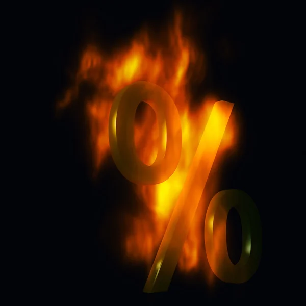 Prozent-Zeichen brennen — Stockfoto