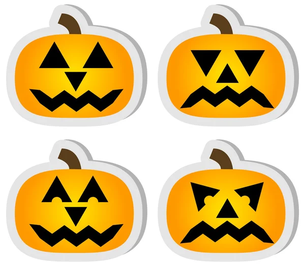 Conjunto de 4 Halloween Jack O 'Lantern Adesivos — Vetor de Stock