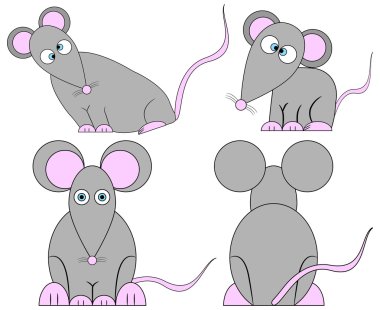 Set of Cute Crazy Cartoon Mice clipart