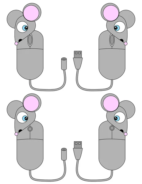 Surprised Cartoon Computer Mouse Set 1 — Stock Vector