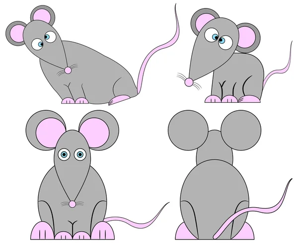 stock vector Set of Cute Crazy Cartoon Mice