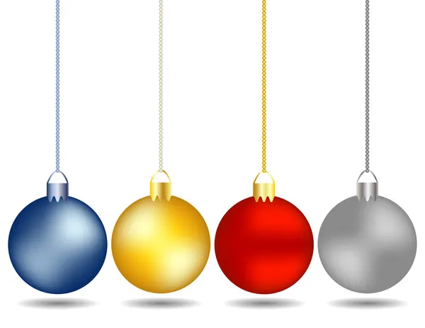 Conjunto de quatro ornamentos de Natal pendurados — Vetor de Stock