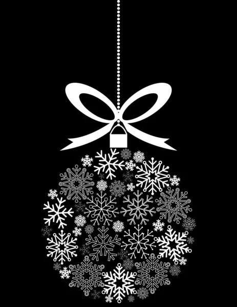 Preto e branco pendurado ornamento de Natal feito de flocos de neve — Vetor de Stock