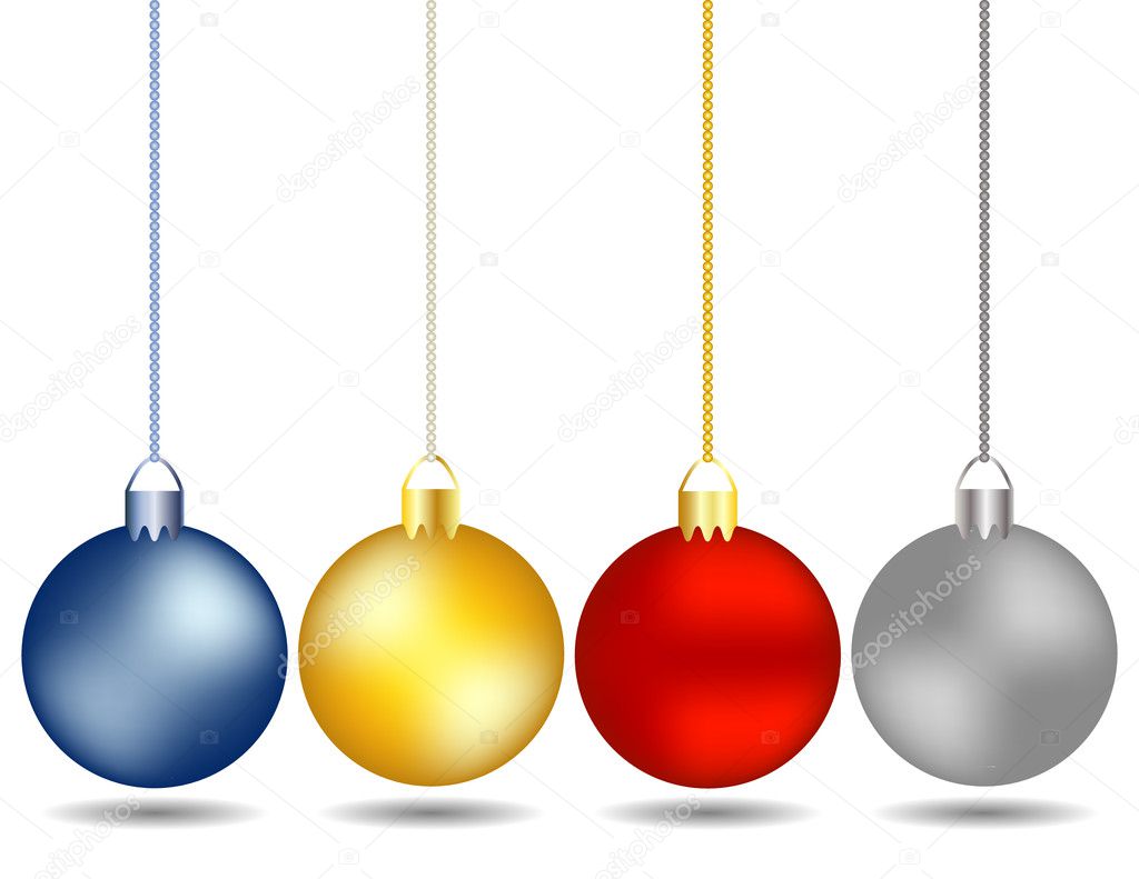 Set of Four Hanging Christmas Ornaments