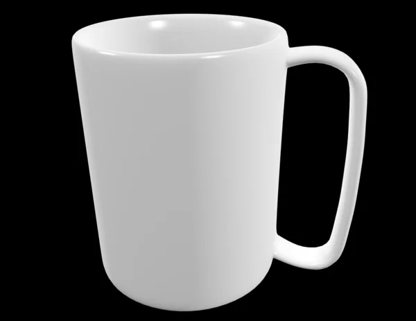 Una taza de café blanco aislado en negro 3d renderizado —  Fotos de Stock