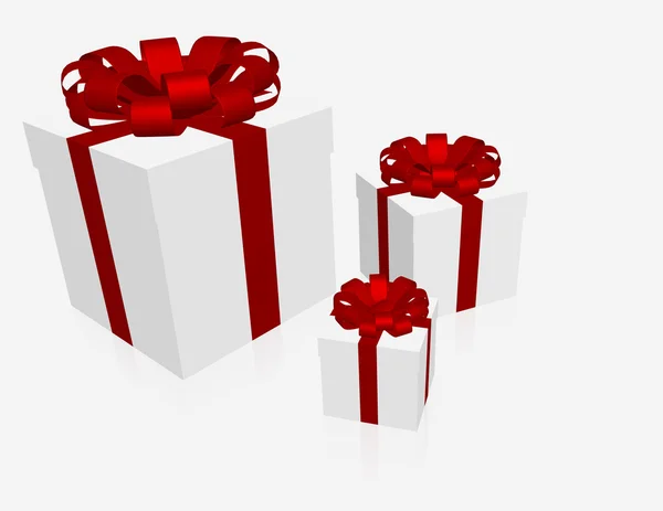 Beyaz üzerine 3 hediye kutuları 3D render — Stok fotoğraf