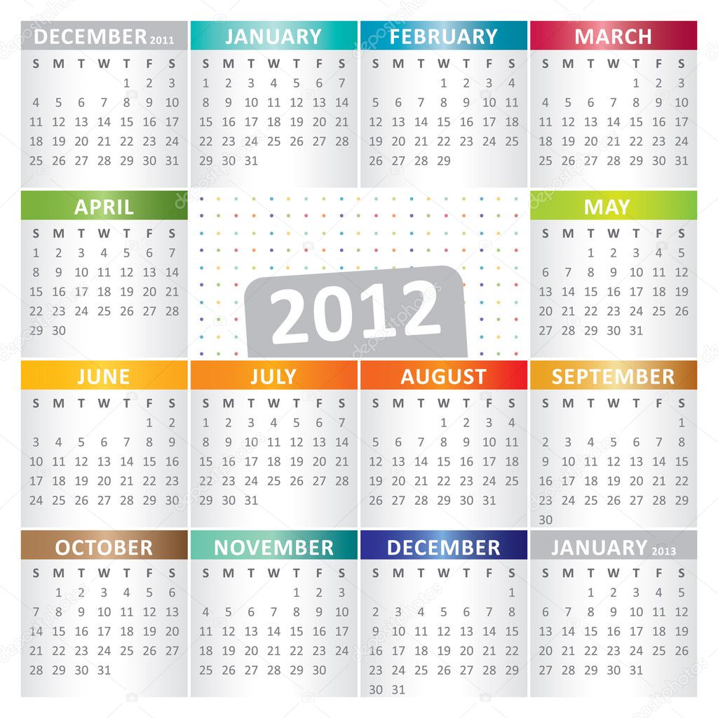 Calendar For Year 12 Stock Vector Image By C Zorana