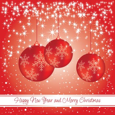 New year and Christmas card with decorations clipart